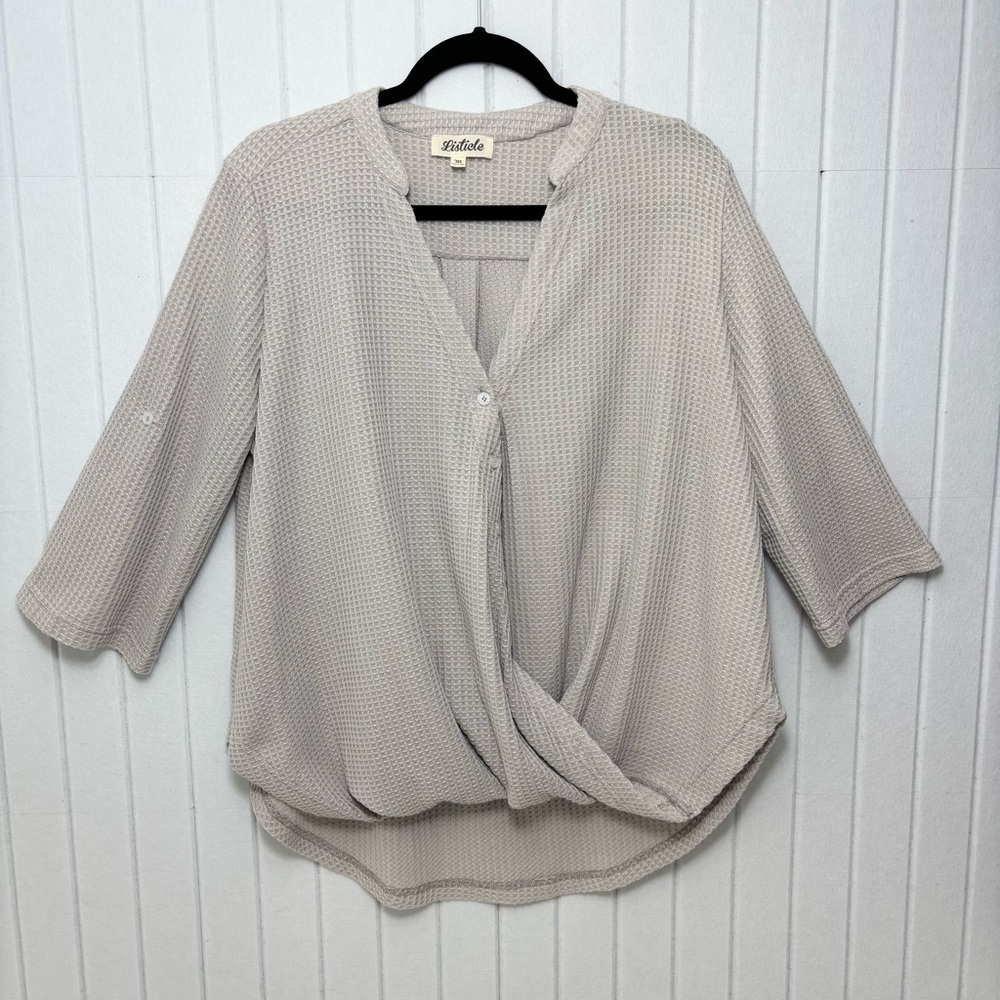 Listicle Light Gray‎ Oversize Twist Front Blouse Size M